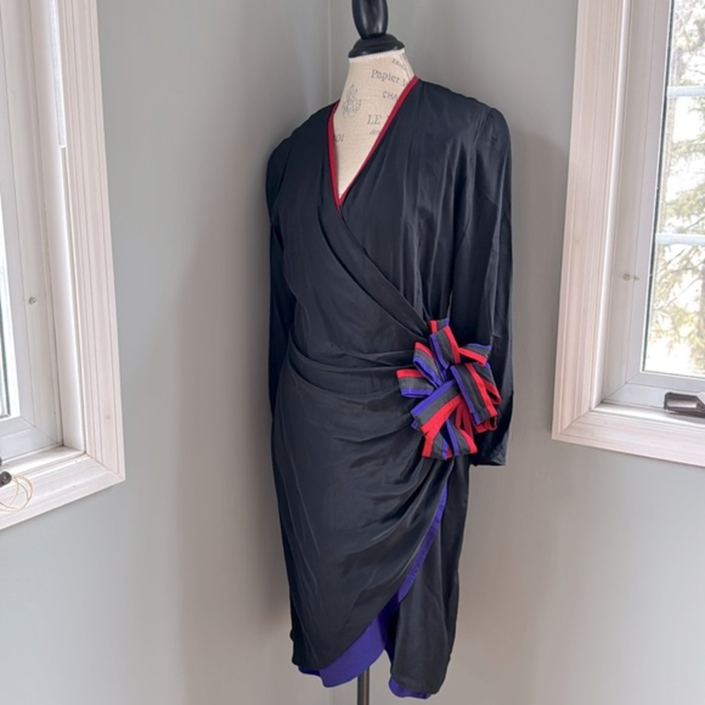 Pia Rucci vintage cocktail French style silk wrap dress EVC size‎ 10